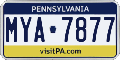 PA license plate MYA7877