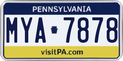PA license plate MYA7878