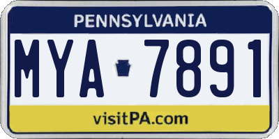 PA license plate MYA7891