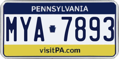 PA license plate MYA7893