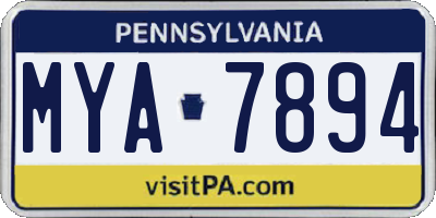 PA license plate MYA7894