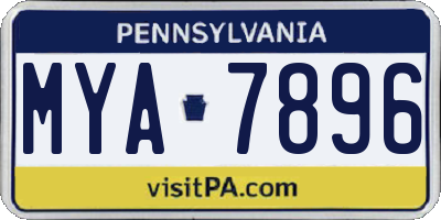 PA license plate MYA7896