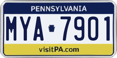 PA license plate MYA7901
