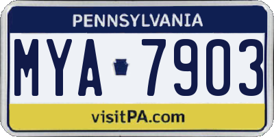 PA license plate MYA7903
