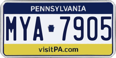 PA license plate MYA7905