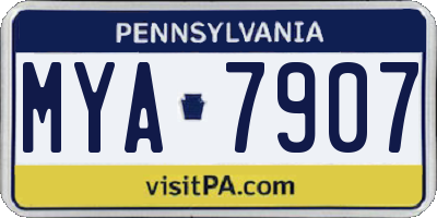 PA license plate MYA7907
