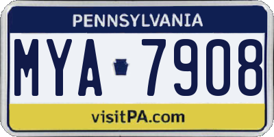 PA license plate MYA7908