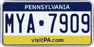 PA license plate MYA7909