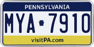 PA license plate MYA7910