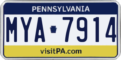 PA license plate MYA7914