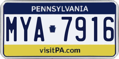 PA license plate MYA7916