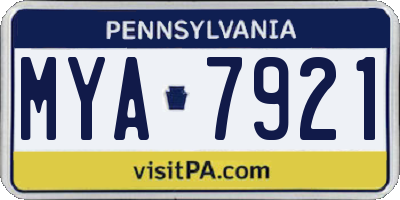 PA license plate MYA7921
