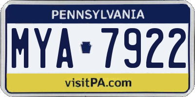 PA license plate MYA7922
