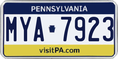 PA license plate MYA7923
