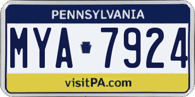 PA license plate MYA7924