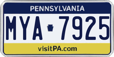 PA license plate MYA7925
