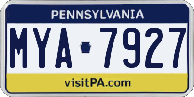 PA license plate MYA7927