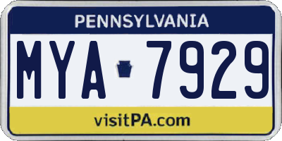 PA license plate MYA7929