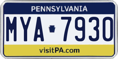 PA license plate MYA7930