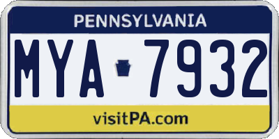 PA license plate MYA7932