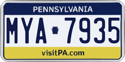 PA license plate MYA7935