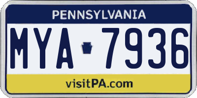 PA license plate MYA7936