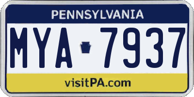 PA license plate MYA7937