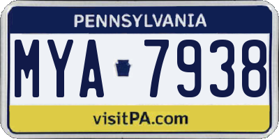 PA license plate MYA7938