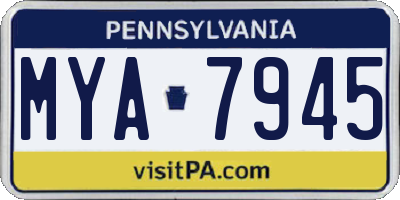 PA license plate MYA7945