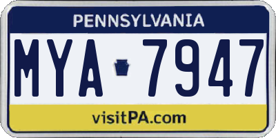 PA license plate MYA7947