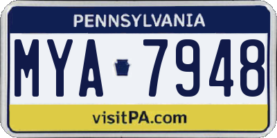 PA license plate MYA7948