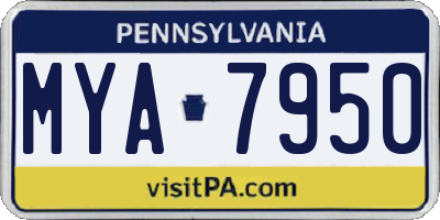PA license plate MYA7950