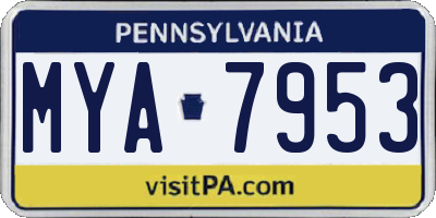 PA license plate MYA7953