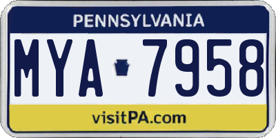 PA license plate MYA7958