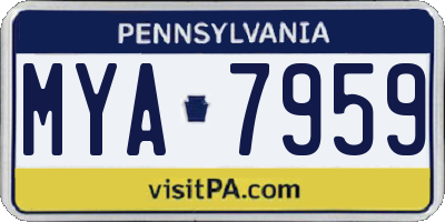 PA license plate MYA7959