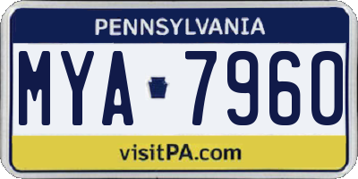 PA license plate MYA7960
