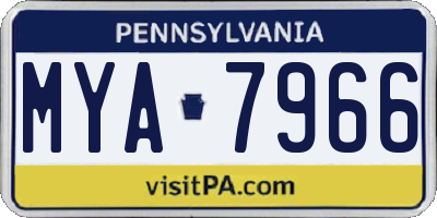PA license plate MYA7966