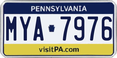 PA license plate MYA7976