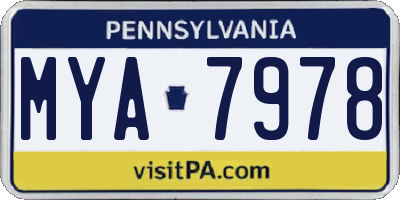 PA license plate MYA7978