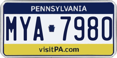 PA license plate MYA7980