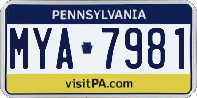 PA license plate MYA7981