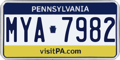 PA license plate MYA7982
