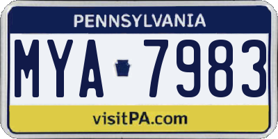 PA license plate MYA7983