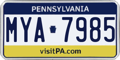 PA license plate MYA7985