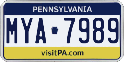 PA license plate MYA7989