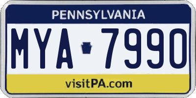 PA license plate MYA7990