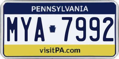 PA license plate MYA7992