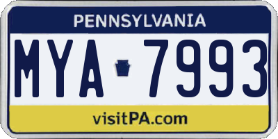 PA license plate MYA7993