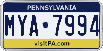 PA license plate MYA7994