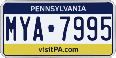 PA license plate MYA7995